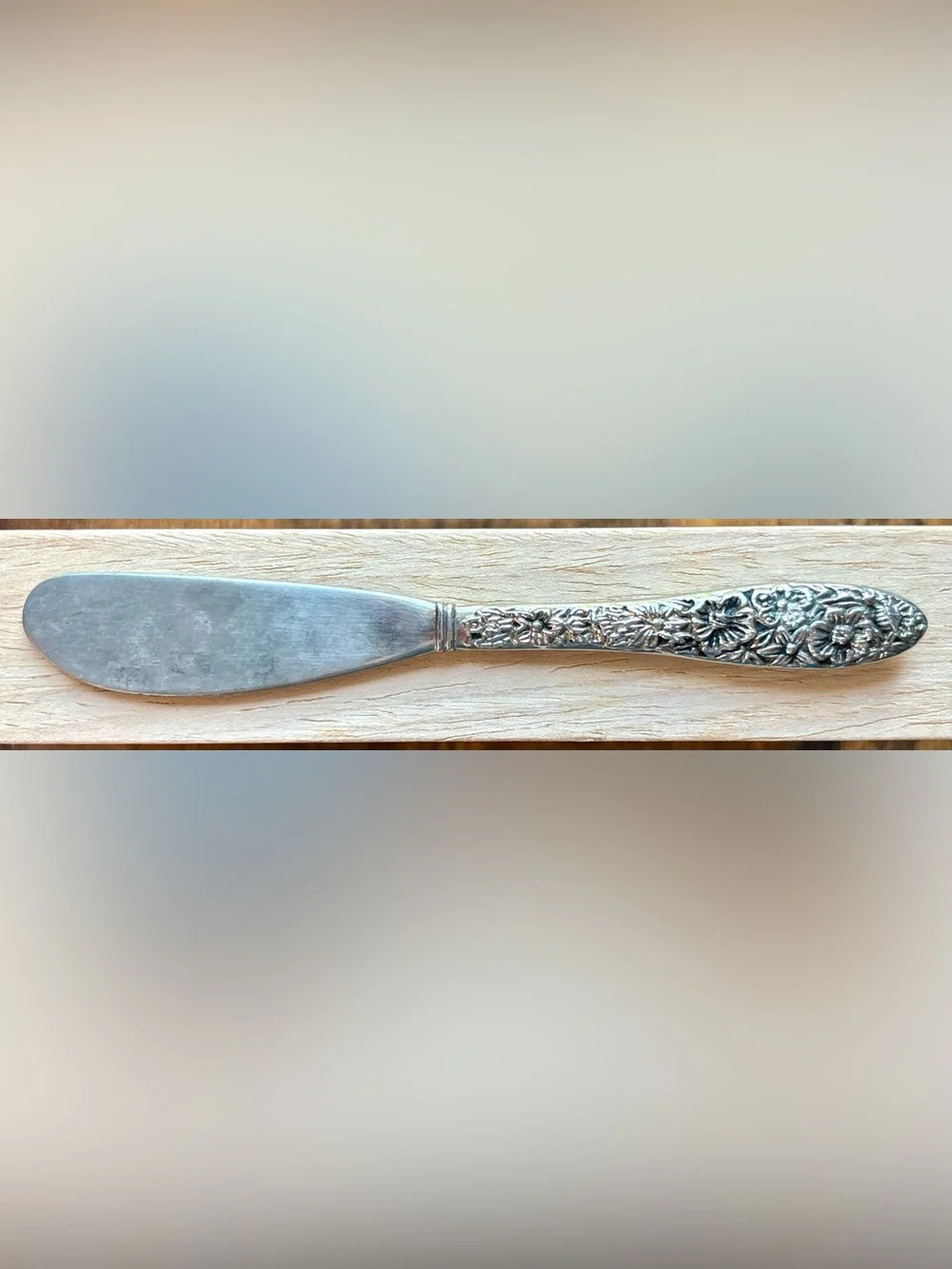 Beautifully Engraved Vintage Silver Floral Butter Knife